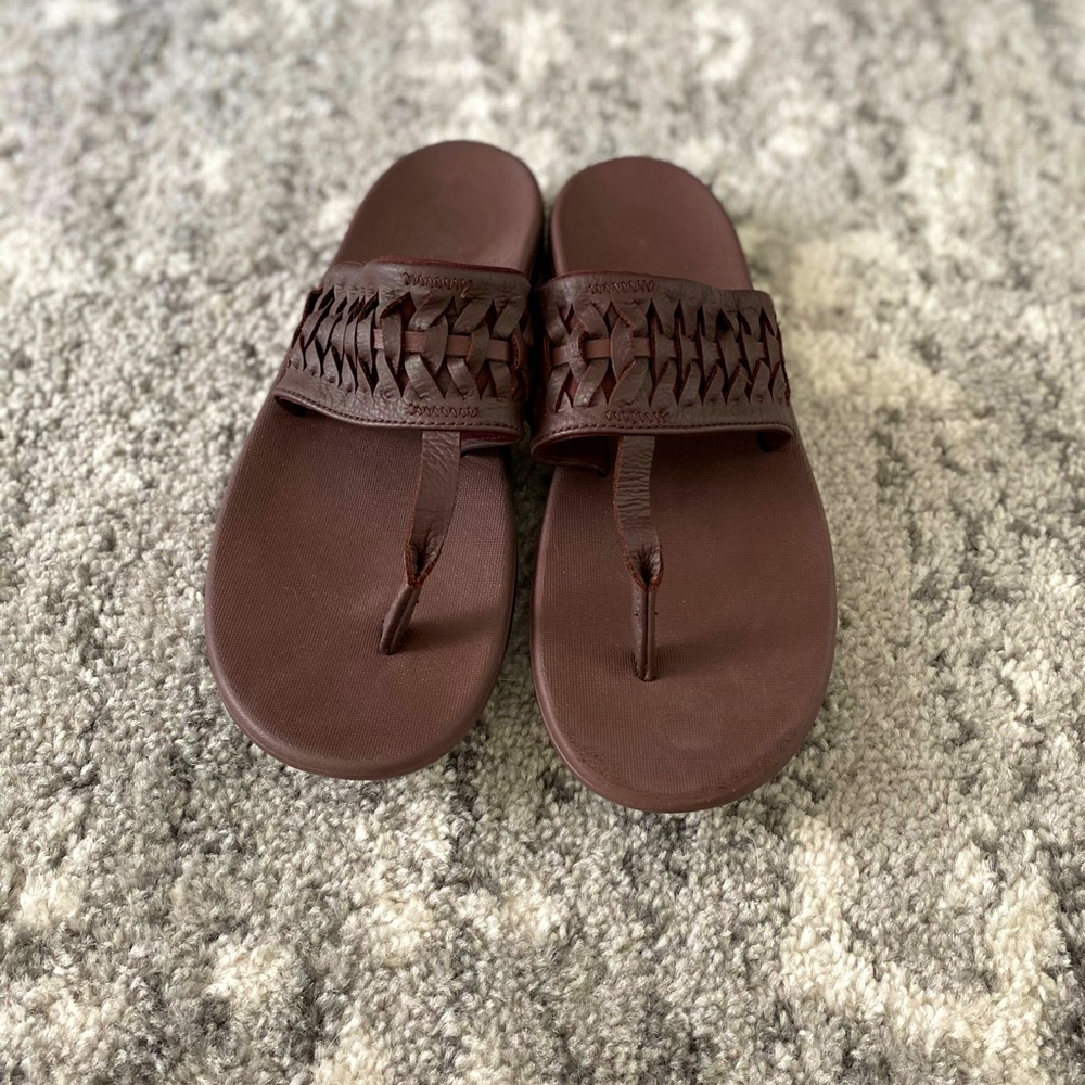 Brown flip flops